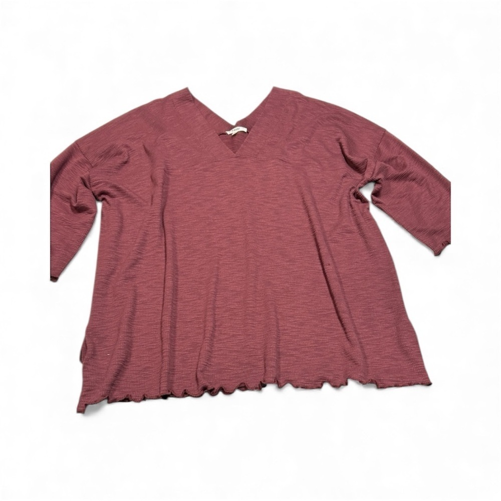 Easel Women's V-Neck Blouse in Brick Red
